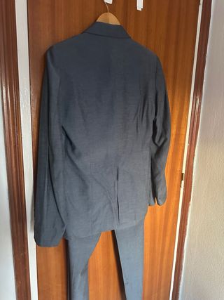 Traje chaqueta mujer azul/gris