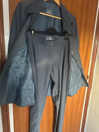 Traje chaqueta mujer azul/gris