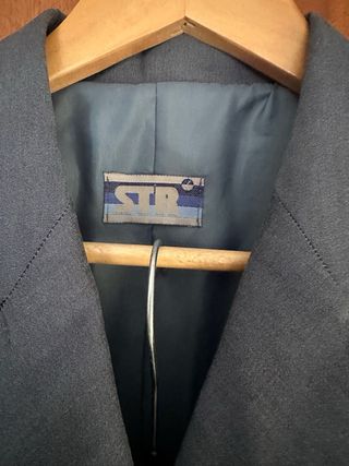 Traje chaqueta mujer azul/gris