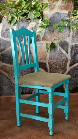 2 Sillas Turquesa de Madera