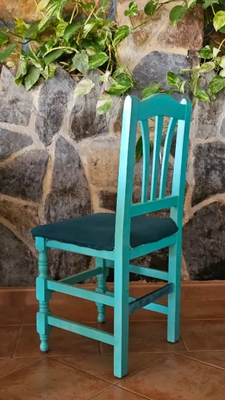 2 Sillas Turquesa de Madera