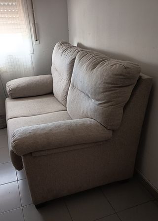 Sofá 2 plazas tela beige cómodo