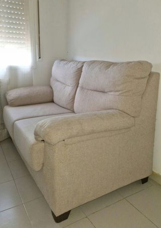 Sofá 2 plazas tela beige cómodo