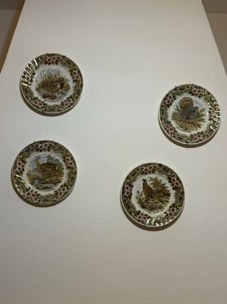 Set di 4 piatti decorativi da parete con animali
