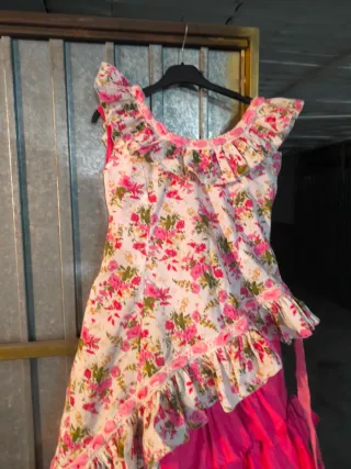 Traje de flamenca volantes rosa