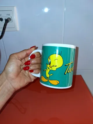 Taza cerámica Piolín verde y amarilla