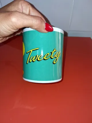 Taza cerámica Piolín verde y amarilla