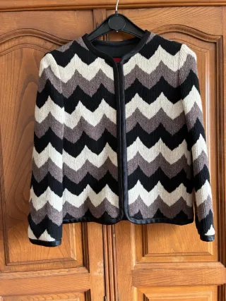 Chaqueta punto zigzag mujer