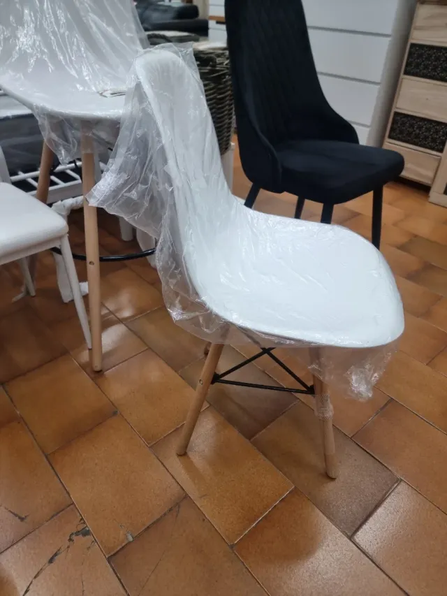 Silla Noruega Blanca Madera Nueva