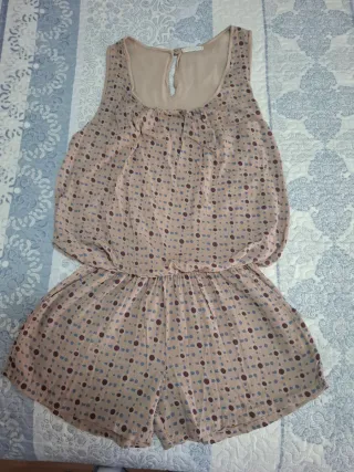 Mono corto estampado beige y multicolor