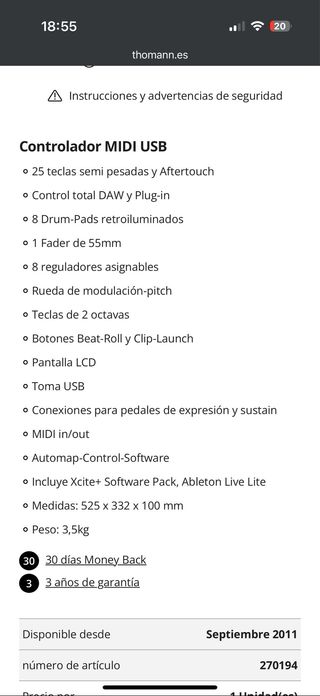 Novation Impulse 25 Teclado Controlador MIDI