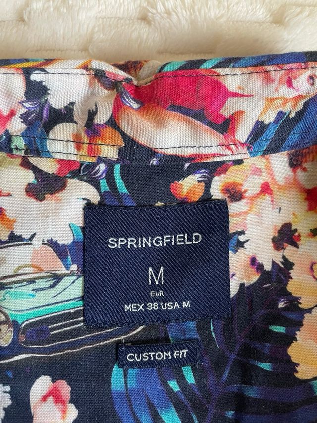 Camisa Springfield Talla M con Estampado Tropical