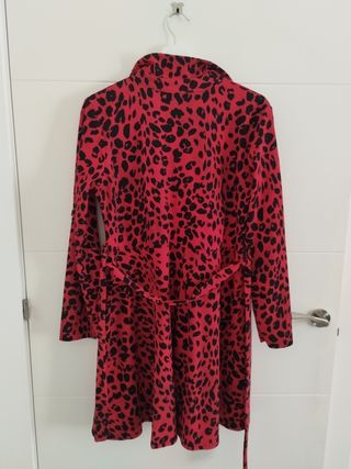 Vestido Rojo Estampado Leopardo