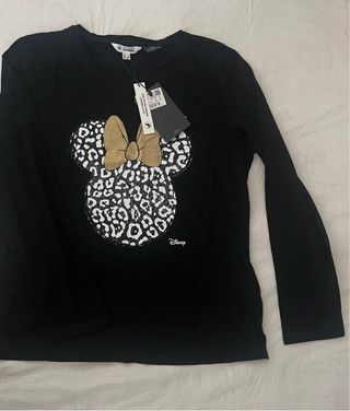 Camiseta Minnie Mouse Negra Manga Larga