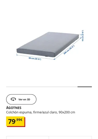 Colchón IKEA ÅGOTNES 90x200cm de espuma.
