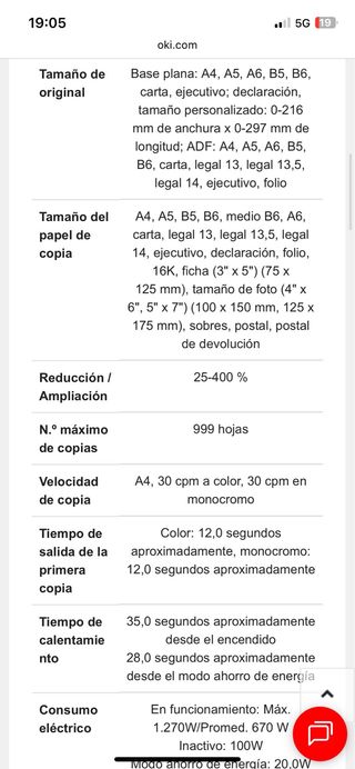 Impresora Multifunción OKI ES5473 MFP