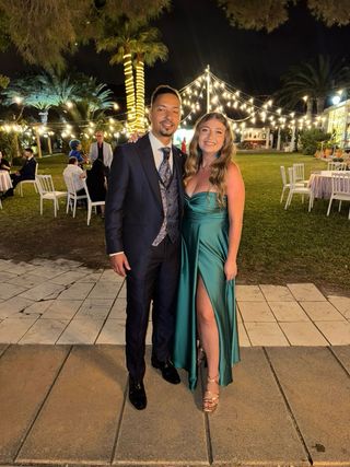 Vestido Mamba verde boda talla L ajustable