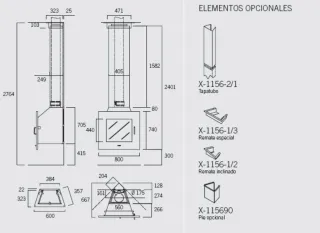 Chimenea de leña Rocal D4 80 Diseño Frontal/Rincon