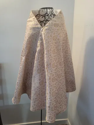 Pañolón Fallera Rosa Empolvado y Dorado
