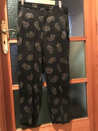 Pantalones boho negro mate/satinado