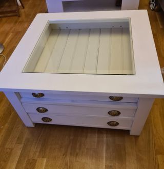 Mesa centro madera maciza con cristal