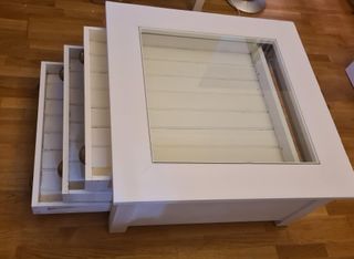 Mesa centro madera maciza con cristal