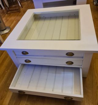 Mesa centro madera maciza con cristal