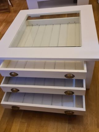 Mesa centro madera maciza con cristal