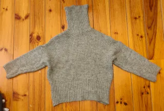 Jersey cuello alto gris mujer talla única