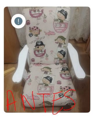 Sillón mecedora infantil recién tapizado 