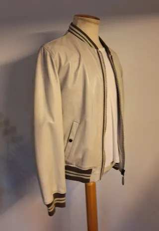 Cazadora Schott Piel beige,gris y Marrón