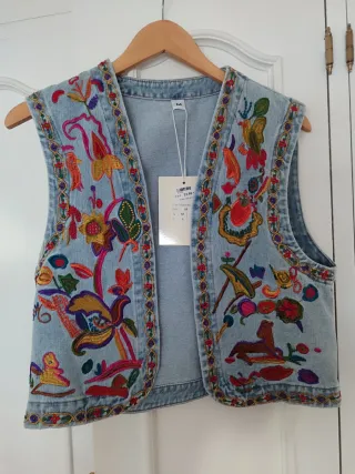 Chaleco tejano bordado mujer Talla M