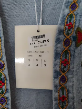 Chaleco tejano bordado mujer Talla M