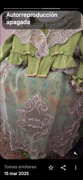 Traje de Fallera Verde y Dorado