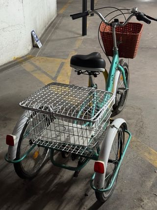Triciclo con 2 cestas (delantera y trasera)