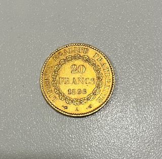 Moneda Oro 20 Francos Franceses 1898