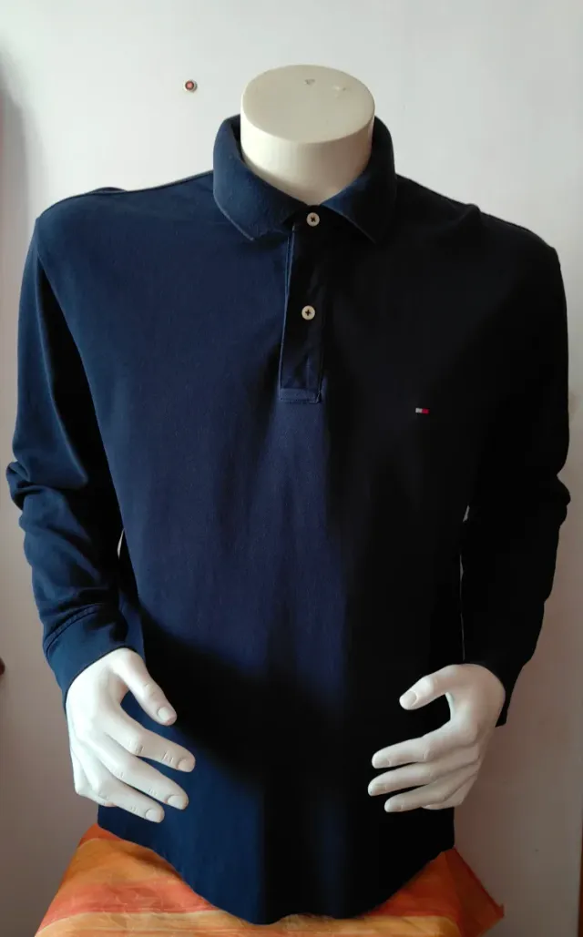 Polo Tommy Hilfiger manga larga L azul oscuro