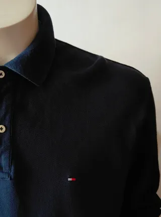 Polo Tommy Hilfiger manga larga L azul oscuro