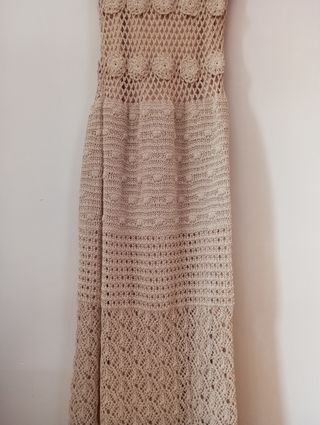 Vestido largo Zara crochet beige Talla S