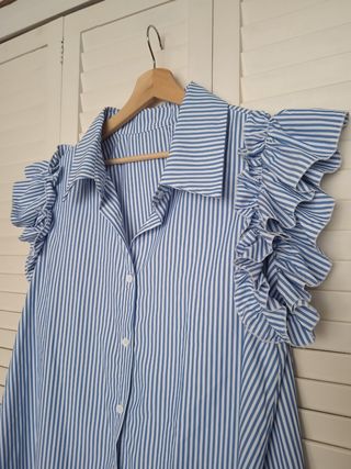 Vestido camisero rayas azules y blancas