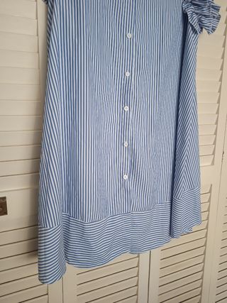 Vestido camisero rayas azules y blancas