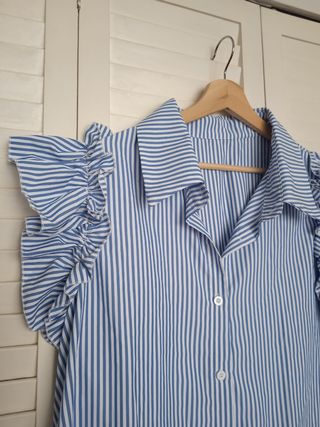 Vestido camisero rayas azules y blancas