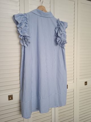 Vestido camisero rayas azules y blancas