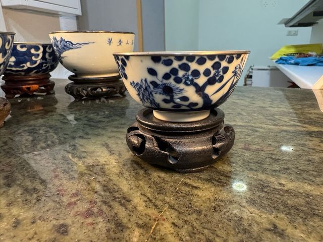 Juego 6 cuencos porcelana china azul y blanco