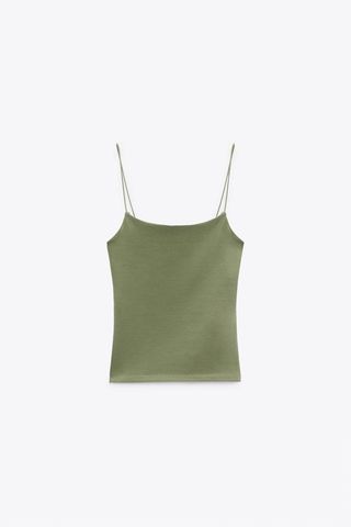 Camiseta tirantes Zara kaki