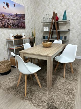 Mesa Comedor Nuevo + 4 Sillas Acolchadas 