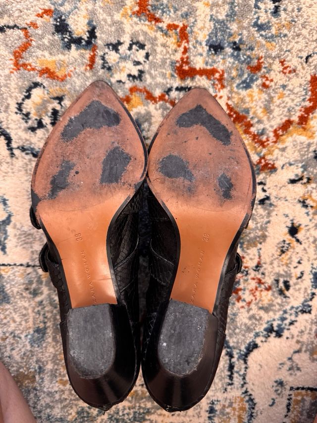 Botines Zara Piel Serpiente Hebillas