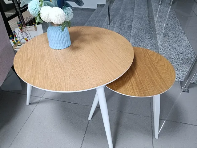 Juego de 2 mesas nido madera y metal