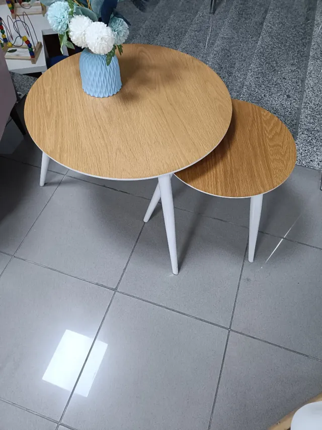 Juego de 2 mesas nido madera y metal