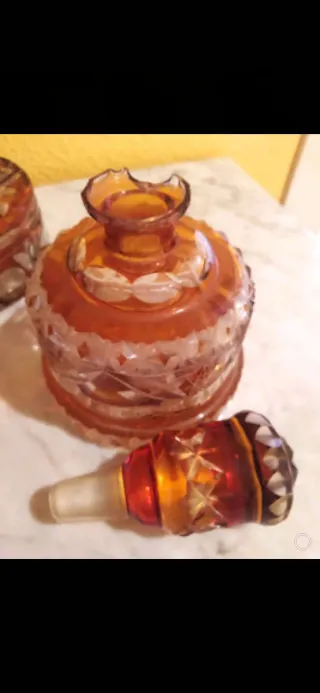 Juego de tocador de cristal ámbar